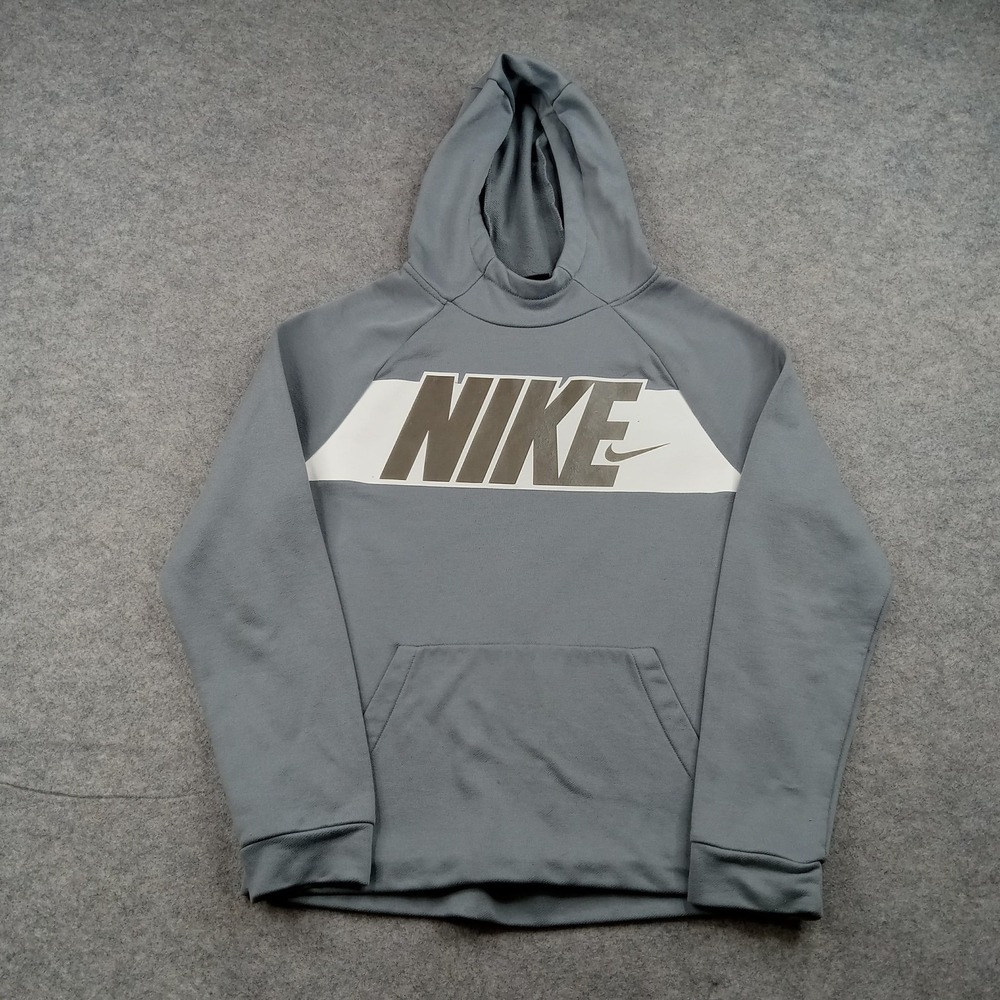 Nike Hoodie Mens XL Gray Dri-Fit Fleece Pullover Sweatshirt Big Logo 939850-065‎